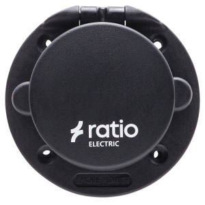 Ratio Landstrømstik med sort låg i glasfiber/nylon