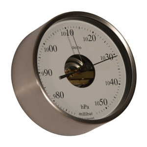 Clausen Barometer i poleret rustfrit stål m. hvid skive