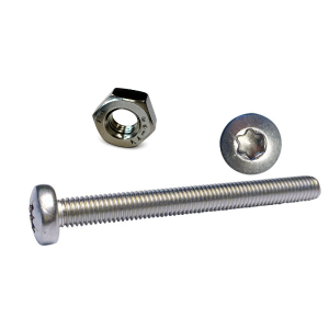 Maskinskrue Pan hoved Torx kærv TX20 4x40 A4 ISO14583 6 stk + møtrikker
