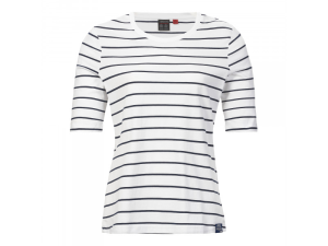 Musto stribet t-shirt til kvinder - hvid/ navy str. 8 (str. 36)